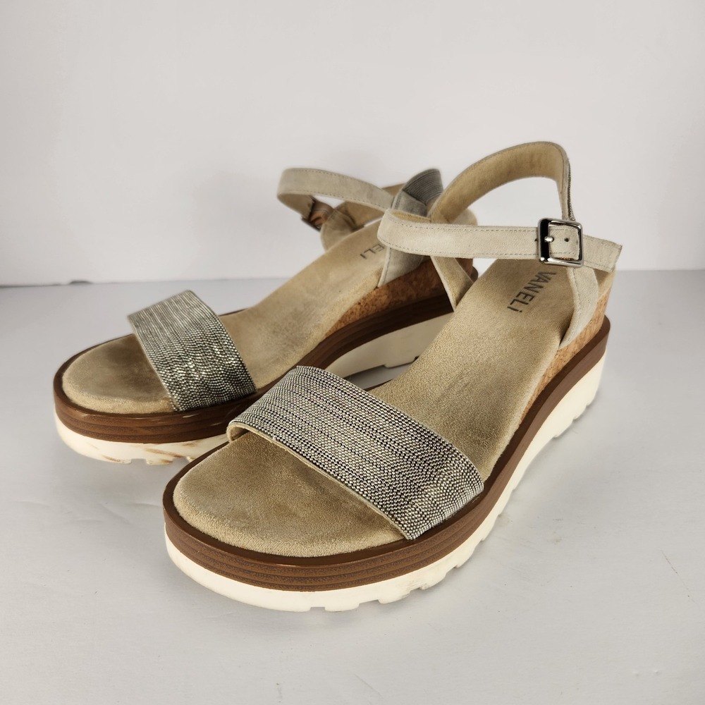 Vaneli Women's Comfy Casual Slingback Platform Wedge Sandals Beige Size 9.5M‎